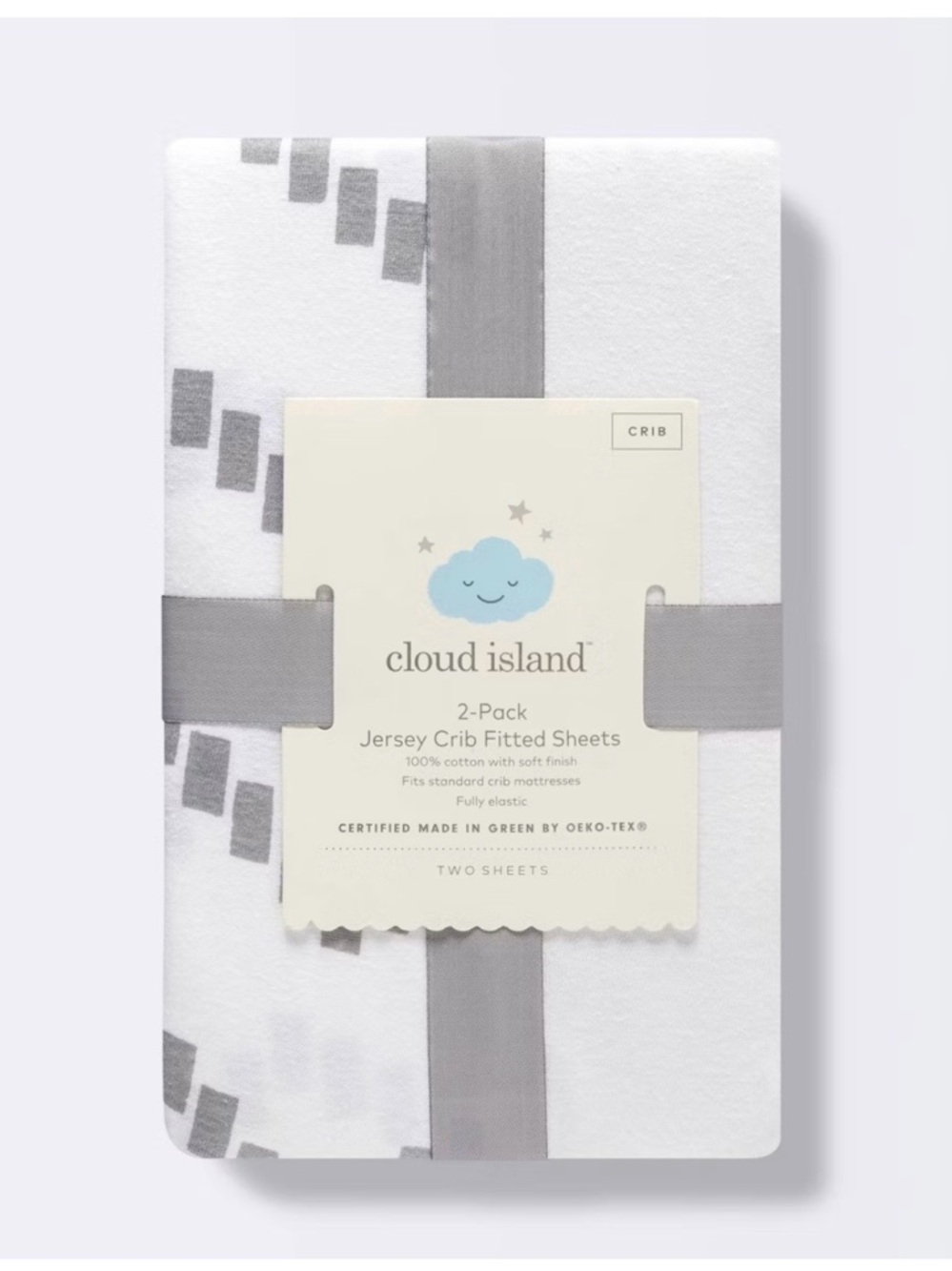 cloud island Gray and White Jersey Crib Sheets - 2-Pack